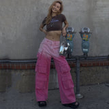 Women Cargo Pants Jeans Women's Loose Cargo Wide Leg Pants