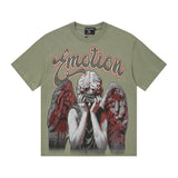 Mixed emotion cross-border t-shirt rhinestone printing g pure cotton printing