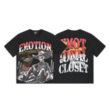 Mixed emotion men's t-shirt - short sleeve, rhinestone print, 100% cotton