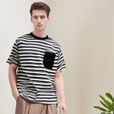 Men T Shirts Vintage Stripe T-shirt Men and Women Loose