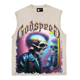 Hip hop tank top american skull vest niche design trendy street sweatshirt summer sleeveless t-shirt