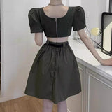 Women Dresses Summer Short Sleeve Hollow Slim Fit Waist-Baring Dress