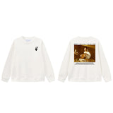 Off OW White Sweatshirt Oil painting of a girl playing the piano