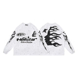 Men's long-sleeve t-shirt - washed cotton print - streetwear