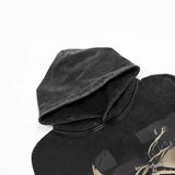 Hip-hop hoodie american high street fall and winter trendyletterprinting hooded sweatshirt washed distressedretro style loose hoodie