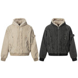 Unisex Down Jacket Men's Winter Warm Plush Brimmed Hooded Jacket