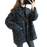 Plaid Trench Coat Autumn and Winter Loose High-Grade Outer Wear Plaid Wool Coat