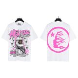 Men's short-sleeve t-shirt - washed print with hotfix rhinestones - premium cotton - high quality