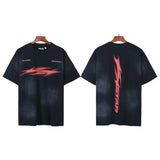 Men's short-sleeve t-shirt - washed print with hotfix rhinestones - 100% cotton - premium quality