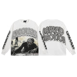 Long-sleeve t-shirt for men - rhinestone print, 100% cotton, hip-hop streetwear
