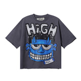 Bkys hot diamond washed pure cotton hip hop printed t-shirt g