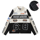 Unisex down jacket quilted motorcycle style outwear