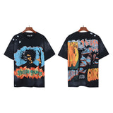 Men's short-sleeve t-shirt - washed print with hotfix rhinestones - premium cotton - high quality