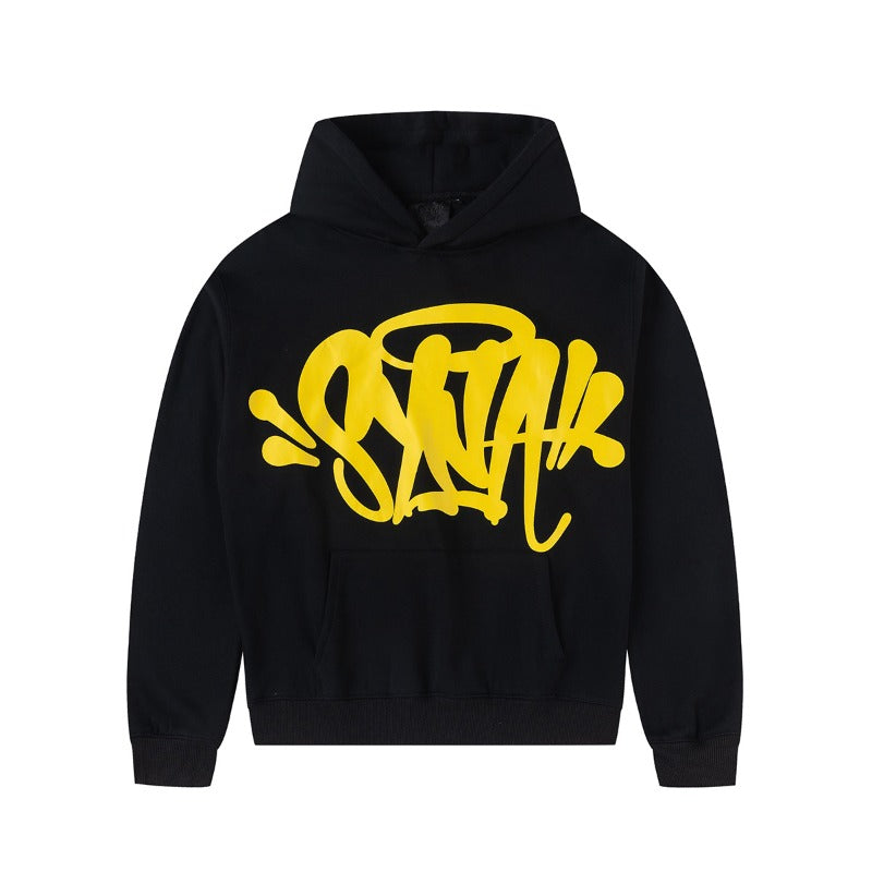 Hip-hop hoodie - american high street style, oversized letter print, fleece-lined hooded sweatshirt, trendy streetwear