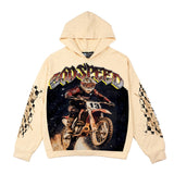 Hip-hop hoodie american high street motorcycle skeleton racer printing hip-hop loose hooded sweatshirt hoodie