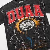 American retro print duaa washed cotton t-shirt
