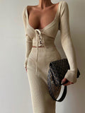 Women Sweater Dress Knitting Suit Autumn and Winter Women's Clothing Long Sleeve Sweater Dress