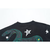 Lost Intricacy T-Shirt Medusa Snakehead Print Short Sleeve Wash