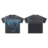 Valley t-shirt men's short-sleeved street printing hot diamond washed cotton