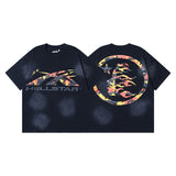 Men's short-sleeve t-shirt - washed print with hotfix rhinestones - premium cotton - high quality