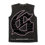 Hip hop tank top american high street rock hip hop street retro leap lightning skull printing vest sweatshirt