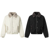 Unisex Down Jacket Winter Vintage Fleece Collar