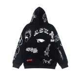 Hip-hop hoodie american high street hell graffiti letter cartoon pattern printingloosecasual hooded sweatshirt hoodie
