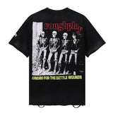 Rough play hot diamond washed pure cotton t-shirt g direct printing