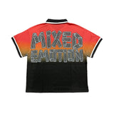 Mixed Emotion T-Shirt polo shirt lapel mesh casual loose short sleeves