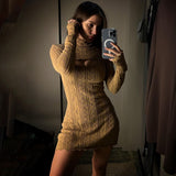 Women Desses Woolen Dress Autumn Women's Hip Skirt