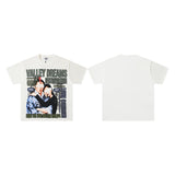 Valley t-shirt men's short-sleeved street printing hot diamond washed cotton