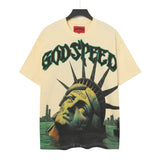 Men's youth t-shirt with rhinestone print, 100% cotton, american retro style