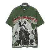 Godspeed t-shirt short-sleeved men's washed cotton printing hot diamond holes street clothing