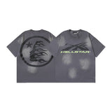 Men's short-sleeve t-shirt - washed print with hotfix rhinestones - premium cotton - high quality