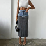 Women Desses Denim Patchwork Skirt Spring Women's Skirt