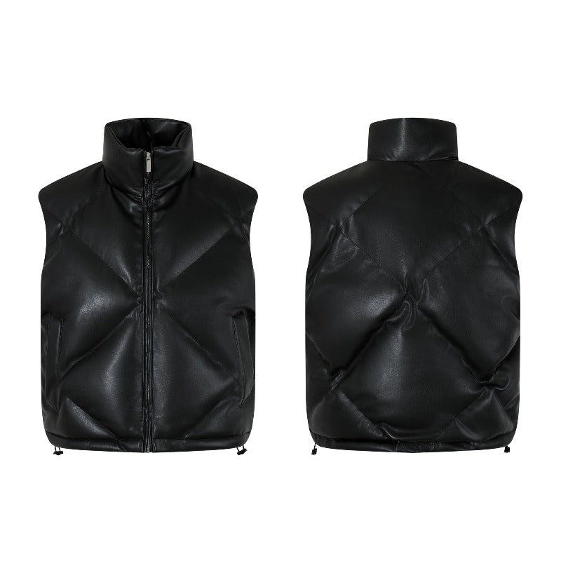 Unisex Down Jacket Vintage Cotton Jacket Leather Jacket Vest