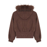 Unisex Down Jacket Winter Fur Collar Corduroy Short Jacket