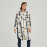 Plaid Trench Coat Autumn and Winter Women's Printed Shirt