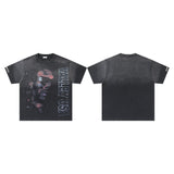 Valley t-shirt men's short-sleeved street printing hot diamond washed cotton