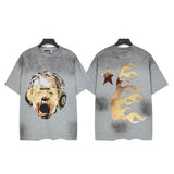 Men's t-shirt, hip-hop print, 100% cotton, printed, washed