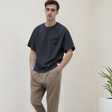 Men T Shirts Vintage Pocket Men and Women Loose