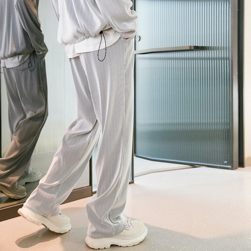 Men Sweatpants Trendy Autumn Loose Striped Straight Wide-Leg Pants