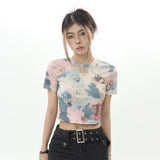Women T-shirt Short T-shirt Women's High Waist Summer Short Sleeve