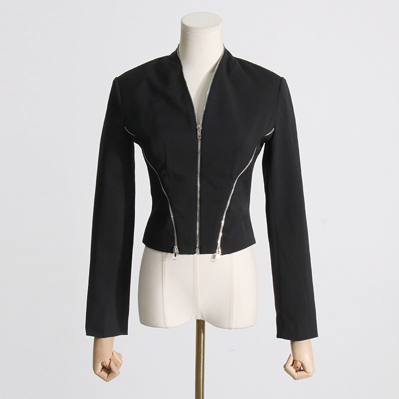Frankie Shop Hourglass Blaster Zipper Slim Fit Figure Flattering Short Coat Female