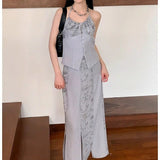 Women Co-Ord Set Chinese Style Suit Female Ink Painting Sling Half Body