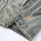 Men Denim Jacket Men's Loose Hole Denim Camouflage Coat