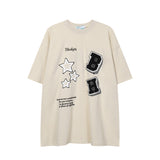 After Prom Shirt Shirt round Neck Cotton Casual T-shirt Pattern Patch Embroidered Half Sleeve Top