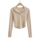 Women T-Shirt Autumn Long-Sleeved Hooded T-shirt