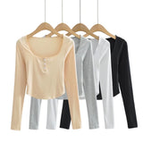 Women T-Shirt Long-Sleeved T-shirt Women's Short Autumn
