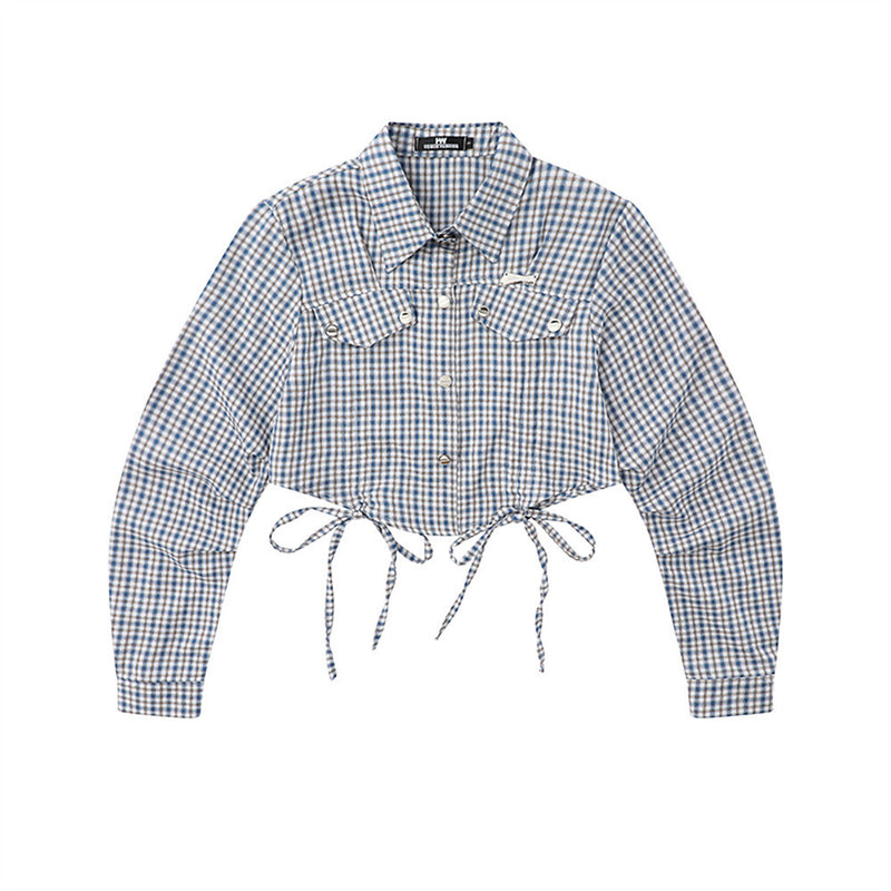 Women Long Sleeve Shirt Women's Autumn Leisure Contrast Color Lapels Shirt